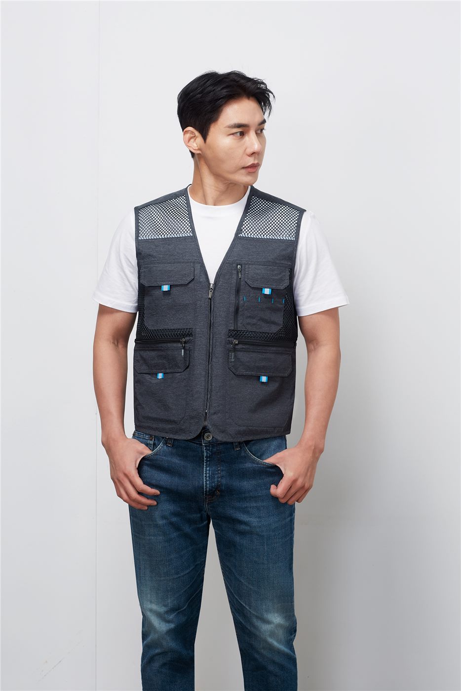 KSK2599(챠콜+블루)조끼
